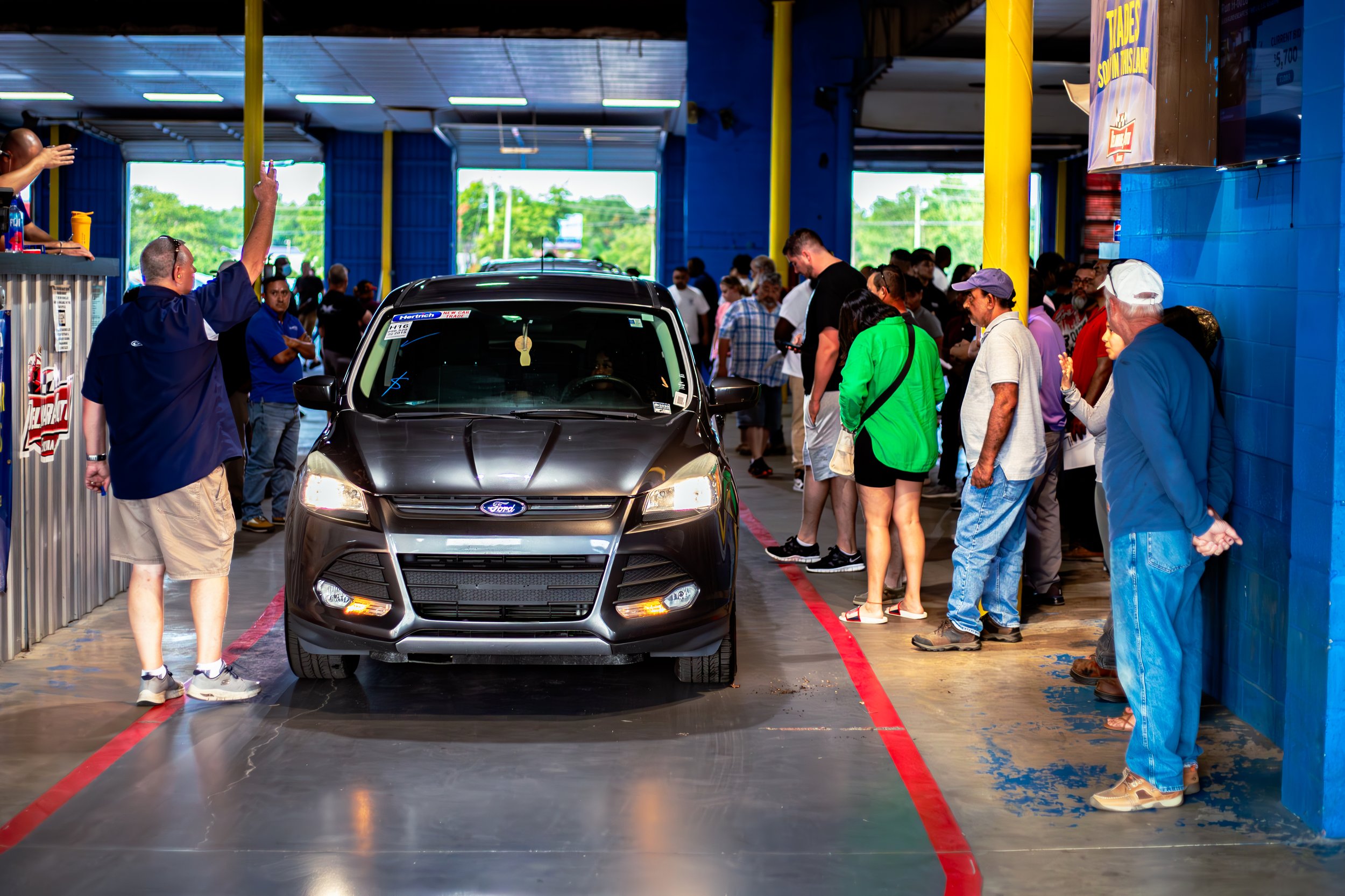 The auction lane at Delaware Auto Exchange in Felton